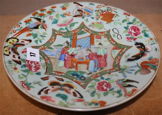 Canton famille verte enamelled plate